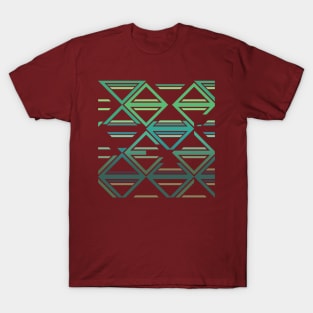 Geometric pattern minimal green and blue T-Shirt